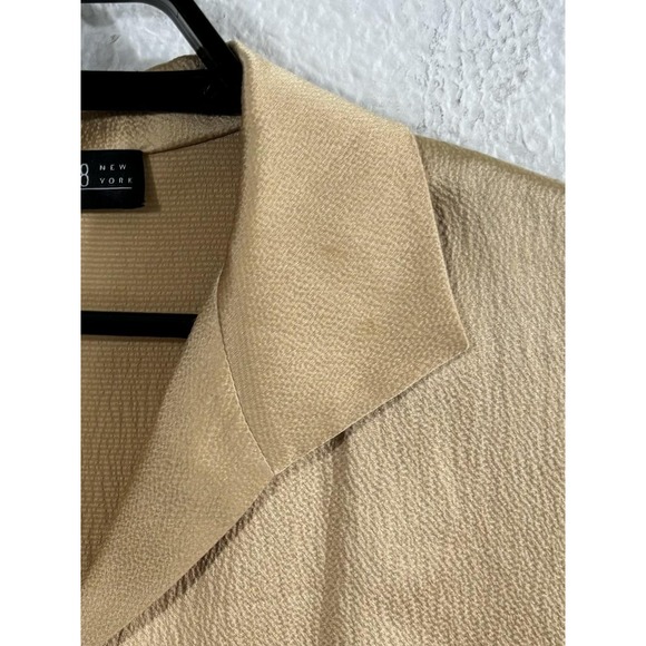 Lafayette 148 New York Shirt Womens 12P Gold 100% Silk Petite Long Sleeve Blouse - Picture 3 of 8